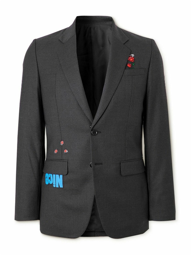 Photo: UNDERCOVER - Slim-Fit Embroidered Wool and Mohair-Blend Blazer - Gray