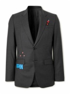 UNDERCOVER - Slim-Fit Embroidered Wool and Mohair-Blend Blazer - Gray