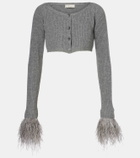 Blumarine Cropped ribbed-knit wool cardigan