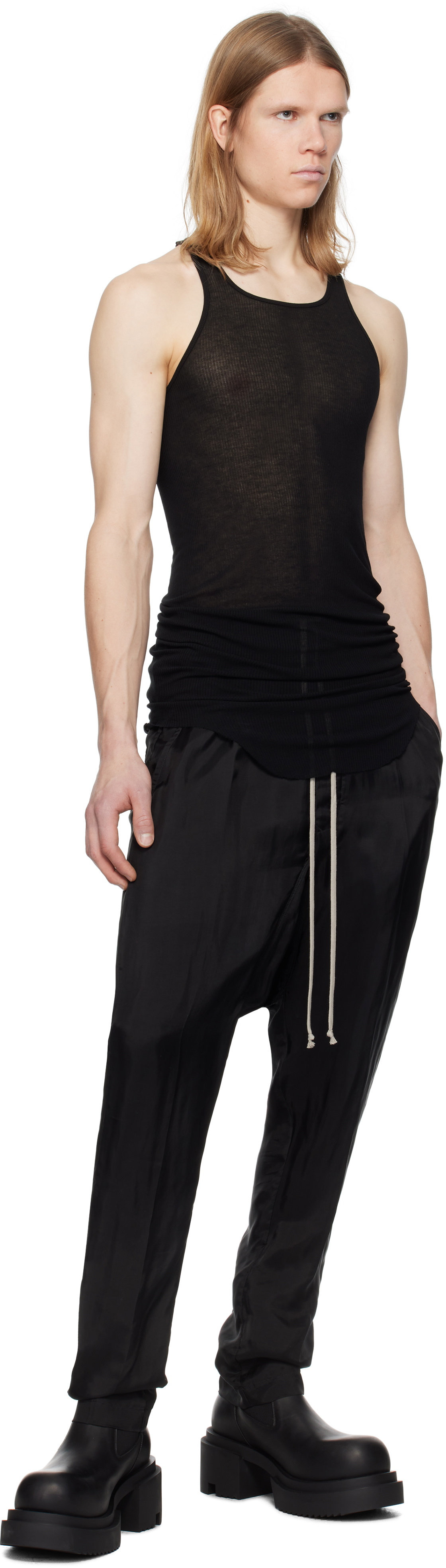Rick Owens Black Hollywood Basic Rib Tank Top Rick Owens