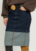 Khaite Kilian Turn-up hem Denim Skirt Indigo