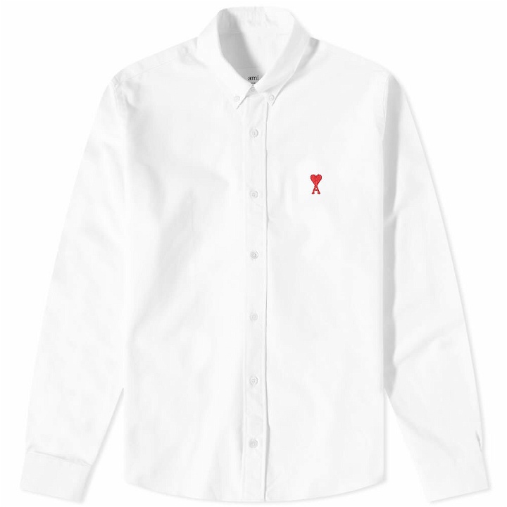 Photo: AMI Men's Button Down Logo Oxford Shirt in White