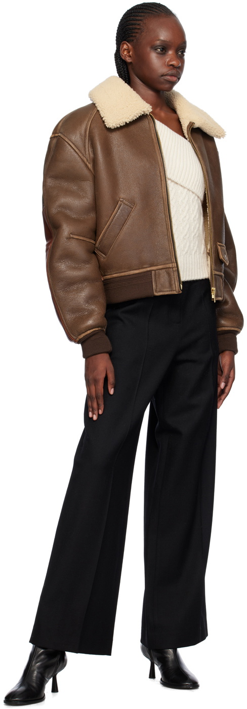 Recto Brown Paneled Leather Jacket