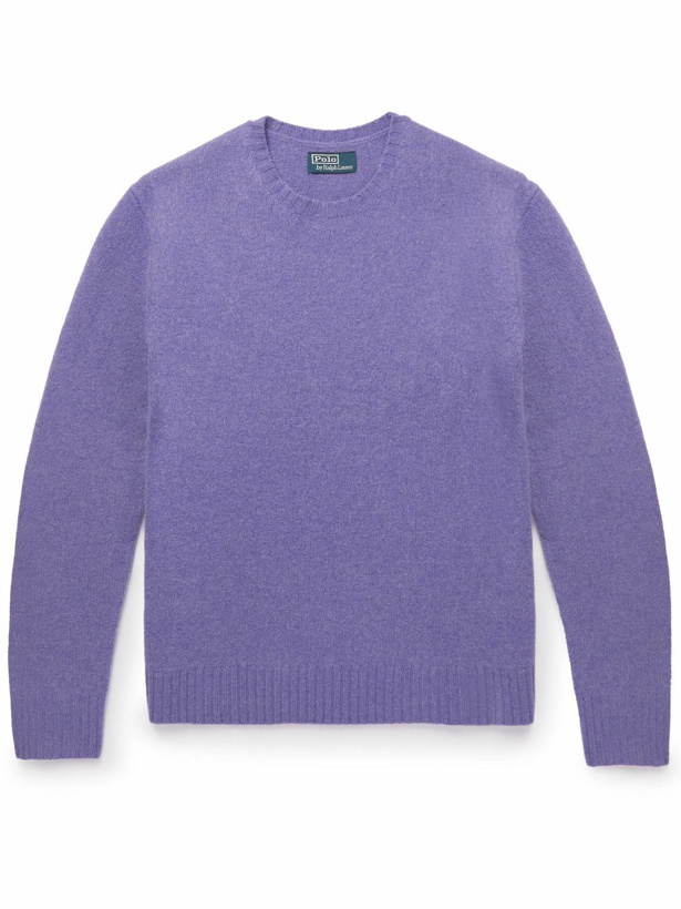 Photo: Polo Ralph Lauren - Suede-Trimmed Wool and Cashmere-Blend Sweater - Purple