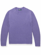 Polo Ralph Lauren - Suede-Trimmed Wool and Cashmere-Blend Sweater - Purple
