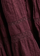 Loveshackfancy Marlowe Lace-detail Cotton Midi Dress Burgundy