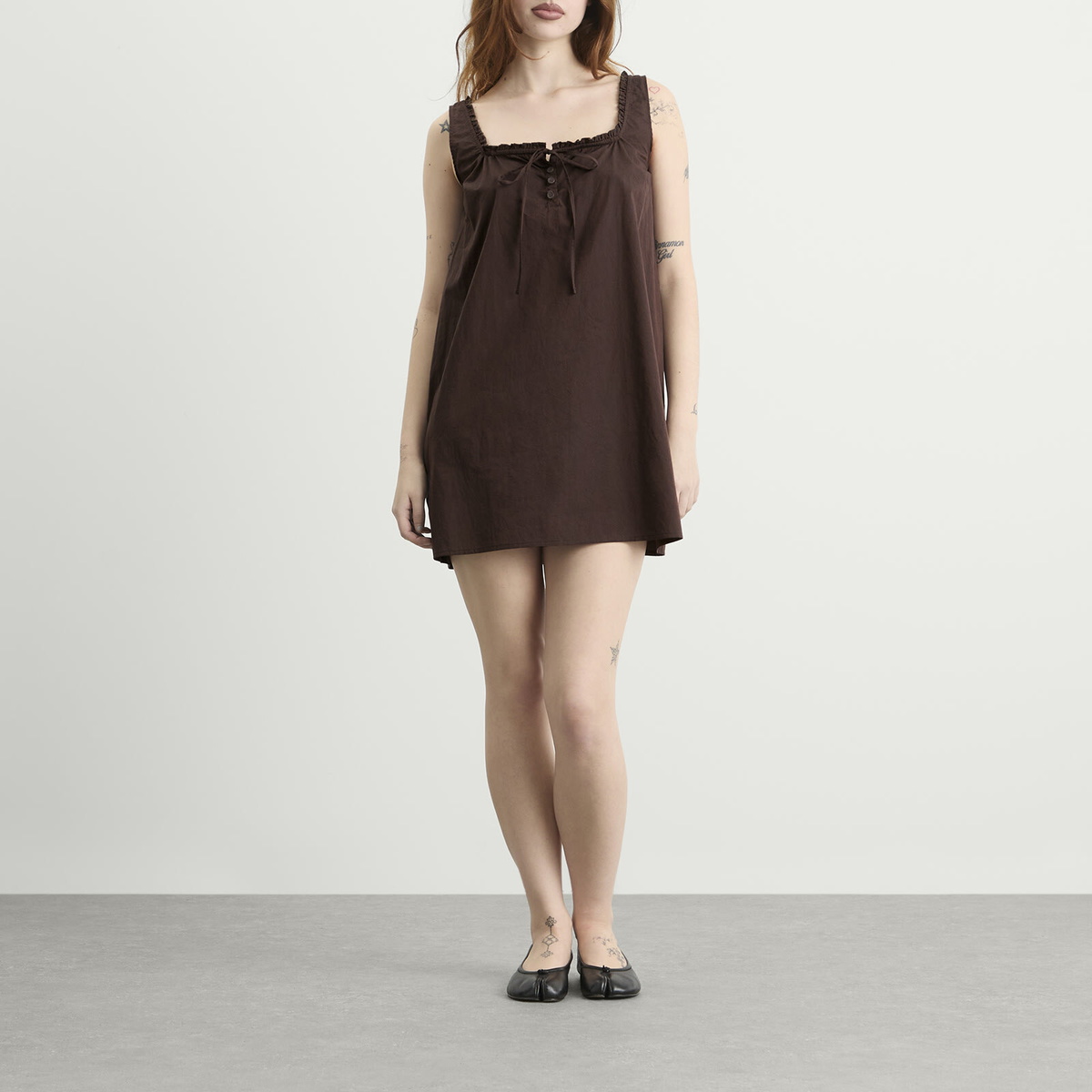 Deiji Studios Women's Button Frill Mini Dress in Umber