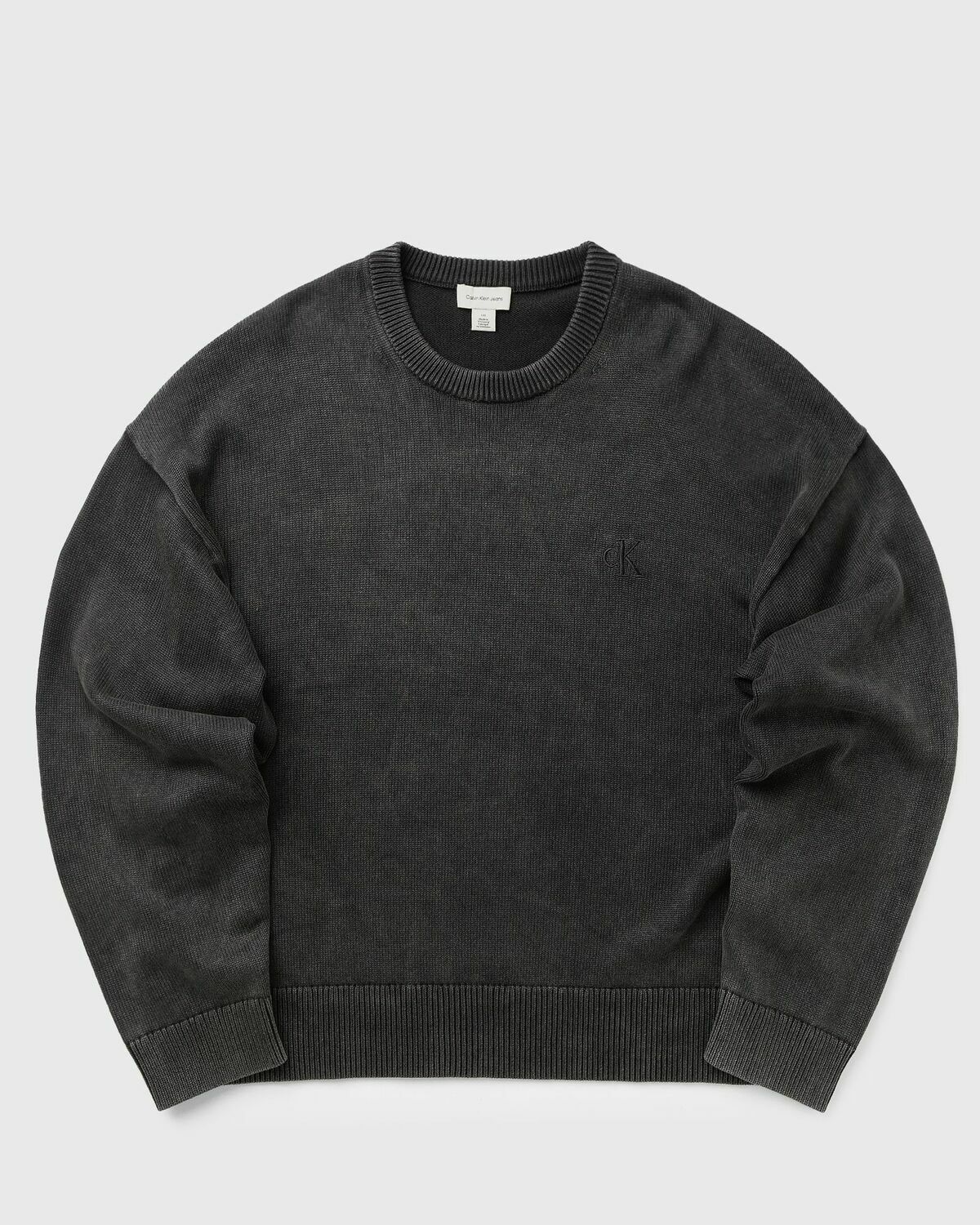 Calvin Klein Jeans LS EASY COTTON CREWNK SWEATER 7G Black Mens Sweatshirt