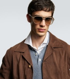 Brunello Cucinelli Logo aviator sunglasses