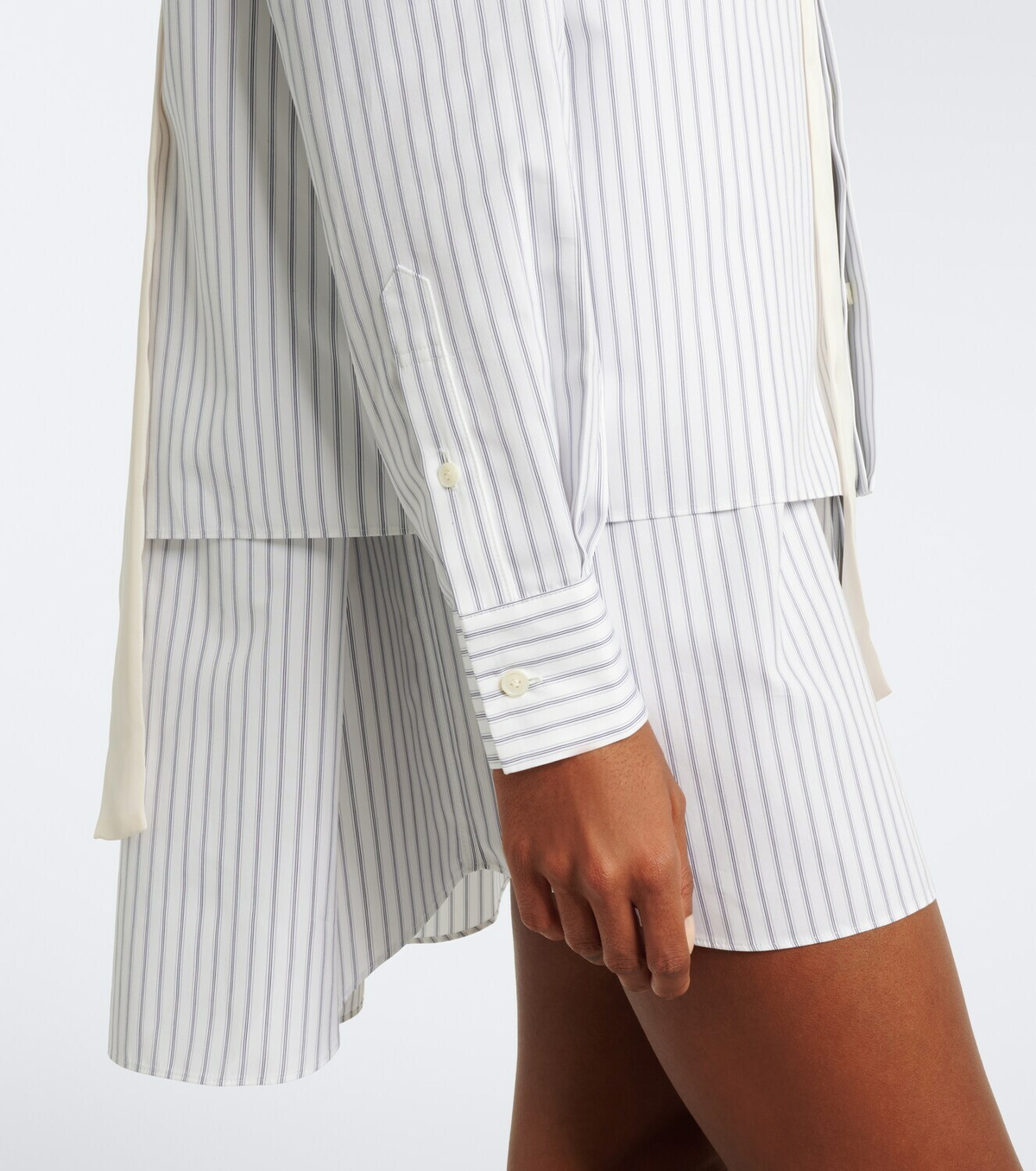 Sacai Layered striped cotton-blend poplin shirt