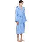 Tekla Blue & White Terry Hooded Bathrobe