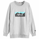 Nanga Men's Eco Hybrid Box Logo Sweatshirt in Light Grey/Turquoise