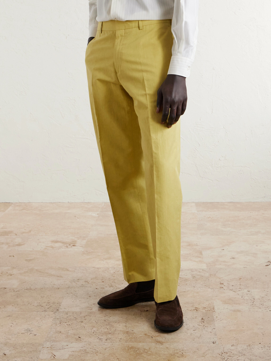 Paul Smith - Straight-Leg Cotton and Linen-Blend Suit Trousers - Yellow
