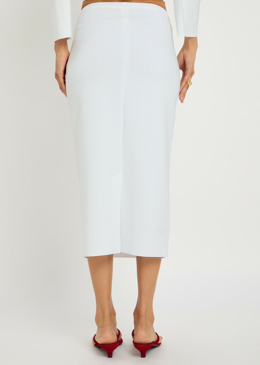 Norma Kamali Stretch-crepe Midi Pencil Skirt White