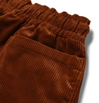YMC - Wide-Leg Cotton-Corduroy Drawstring Trousers - Men - Brown