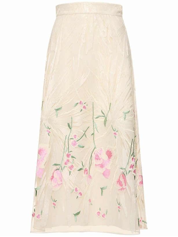 Photo: ELIE SAAB - Tulle Embroidered Midi Skirt