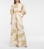 Zimmermann - Floral linen high-rise wide-leg pants