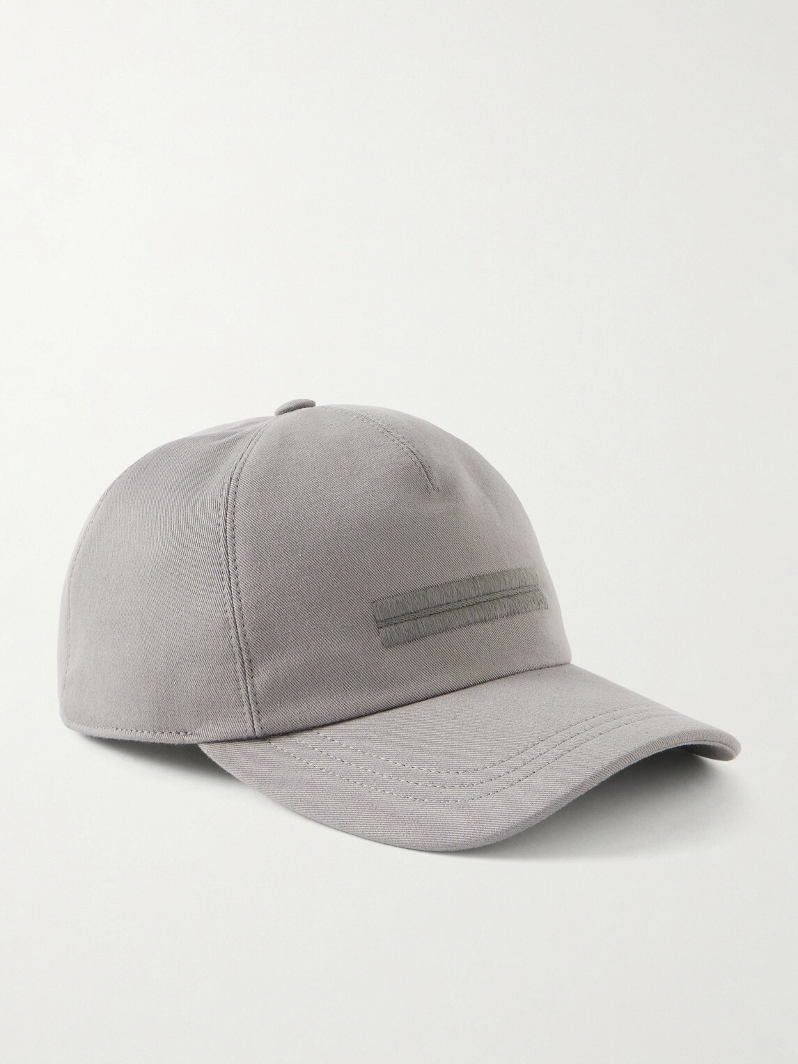 Zegna - Embroidered Cotton-Twill Cap - Gray