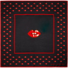 Marc Jacobs Black Blurred Lips Square Scarf