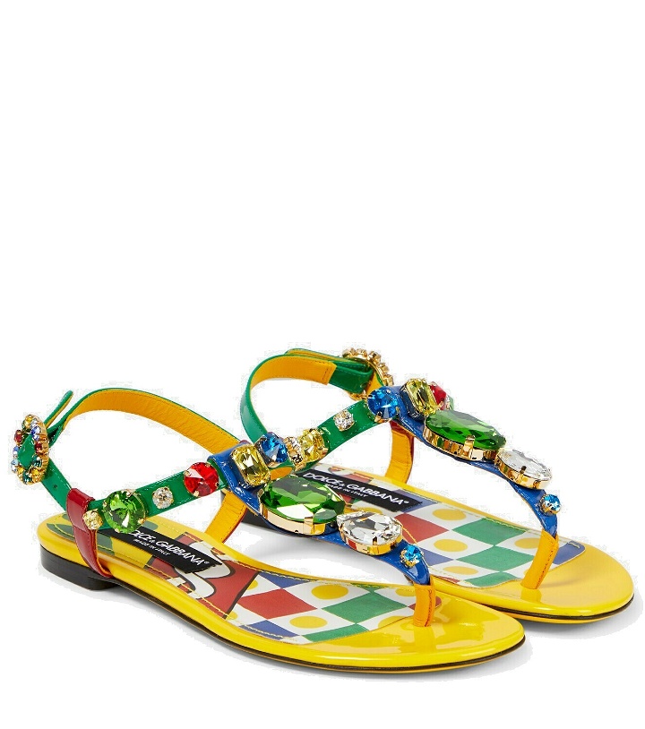 Photo: Dolce&Gabbana Embellished patent leather thong sandals