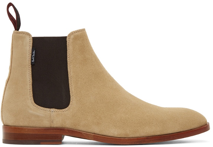 Photo: PS by Paul Smith Beige Gerald Suede Chelsea Boots