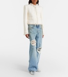 Area Distressed embellished wide-leg jeans