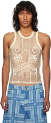 Charles Jeffrey LOVERBOY SSENSE Exclusive Off-White Graphic Net Tank Top