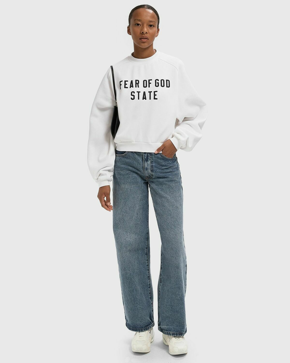 Fear of God Essentials FLEECE RAGLAN CREWNECK White Womens Sweatshirt