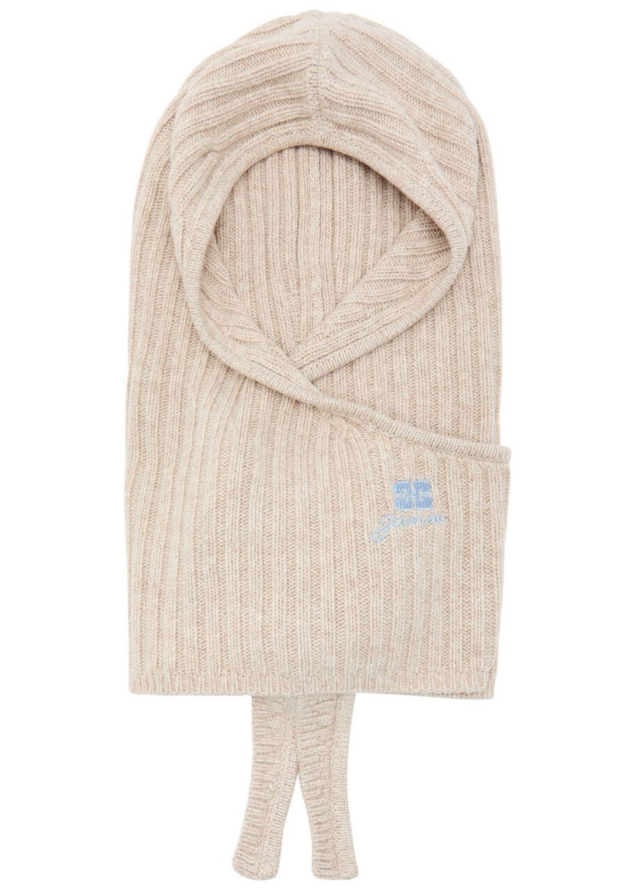 GANNI Beige Soft Wool Balaclava GANNI