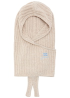 Ganni Core Future Logo-embroidered Wool-blend Balaclava - Sand - One Size