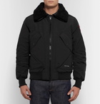 Canada Goose - Bromley Shearling-Trimmed Canvas Down Bomber Jacket - Men - Black