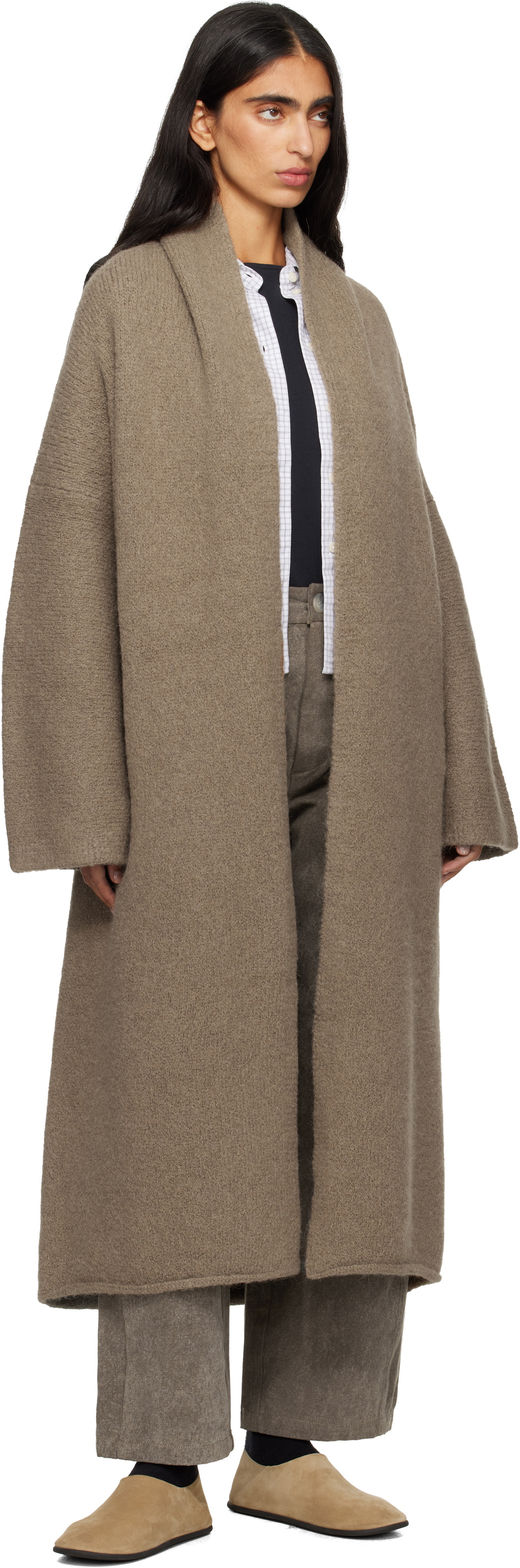Lauren Manoogian Beige Long Shawl Cardigan