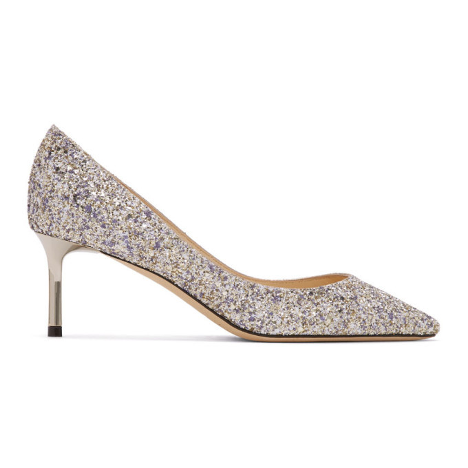 Jimmy Choo Silver Glitter Romy 60 Heels Jimmy Choo