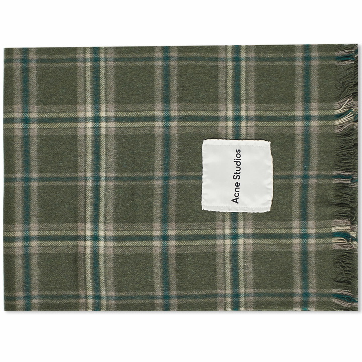 Photo: Acne Studios Men's Veken Cashmere Check Scarf in Forest Green