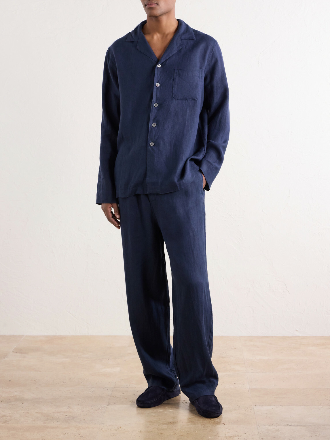 Derek Rose - Sicily 1 Linen-Canvas Pyjama Set - Blue