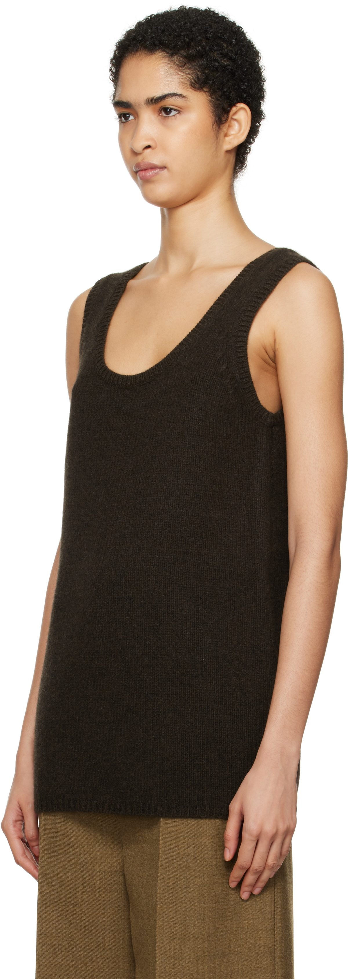 Carven Brown Knit Tank Top