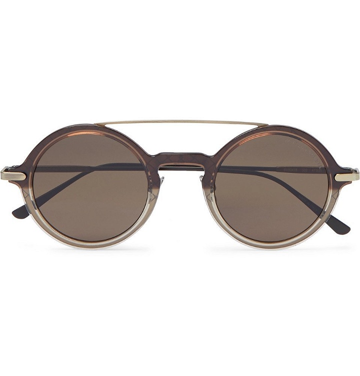 Photo: Bottega Veneta - Round-Frame Acetate and Gold-Tone Sunglasses - Brown