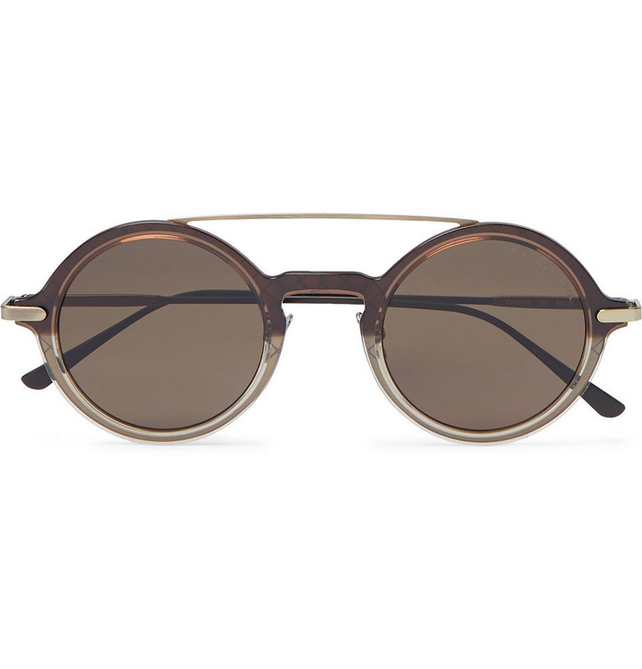 Photo: Bottega Veneta - Round-Frame Acetate and Gold-Tone Sunglasses - Brown