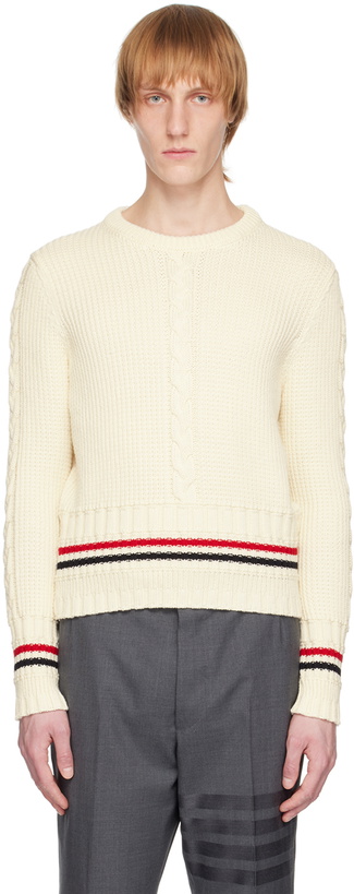 Photo: Thom Browne Off-White Stripe Sweater