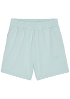 Anine Bing Kam Logo-embroidered Cotton Shorts Light Blue