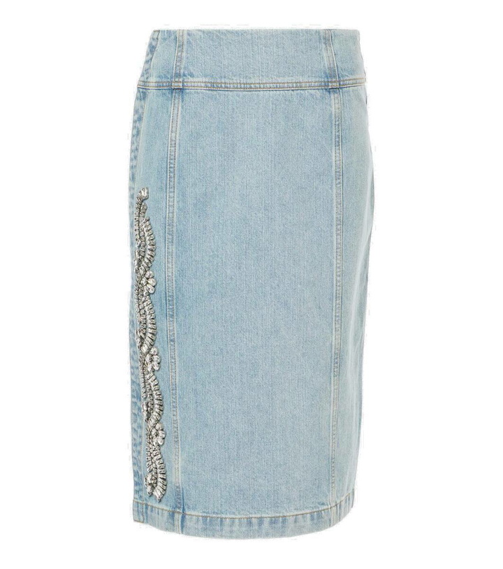 Photo: Xu Zhi Crystal-embellished denim midi skirt