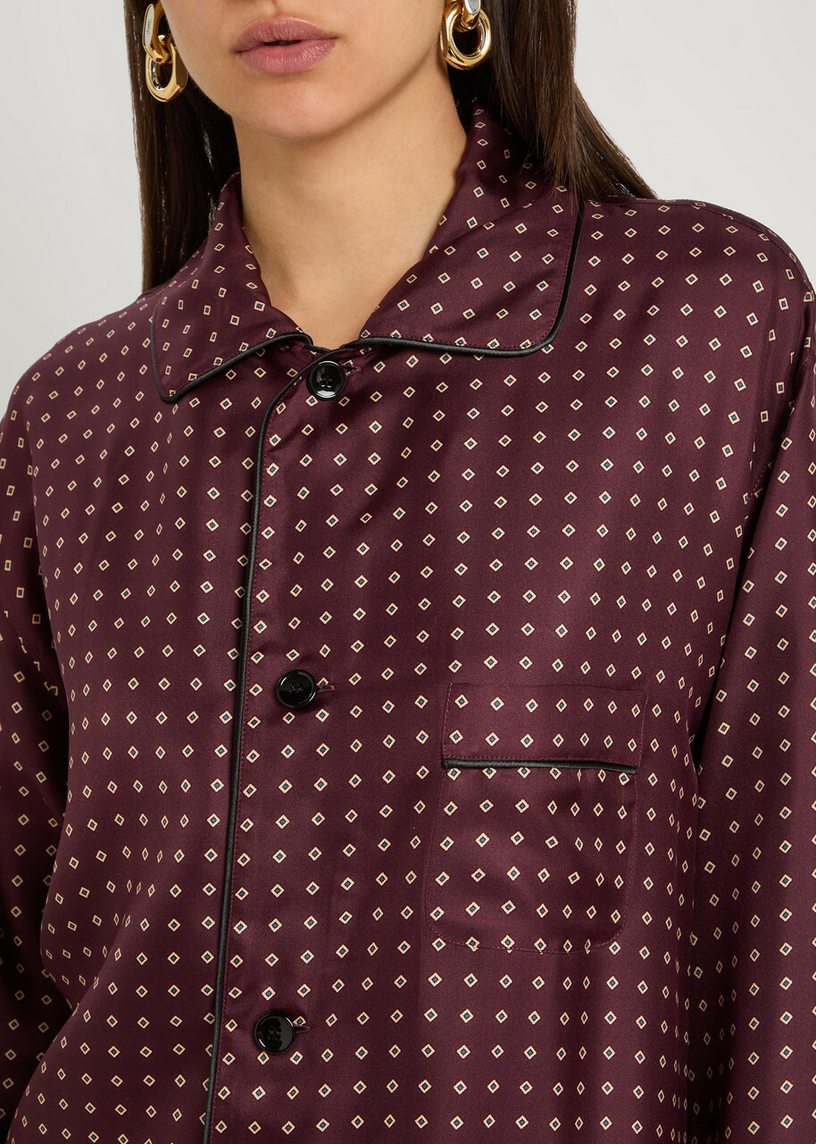 Saint Laurent Patterned Silk Shirt Bordeaux