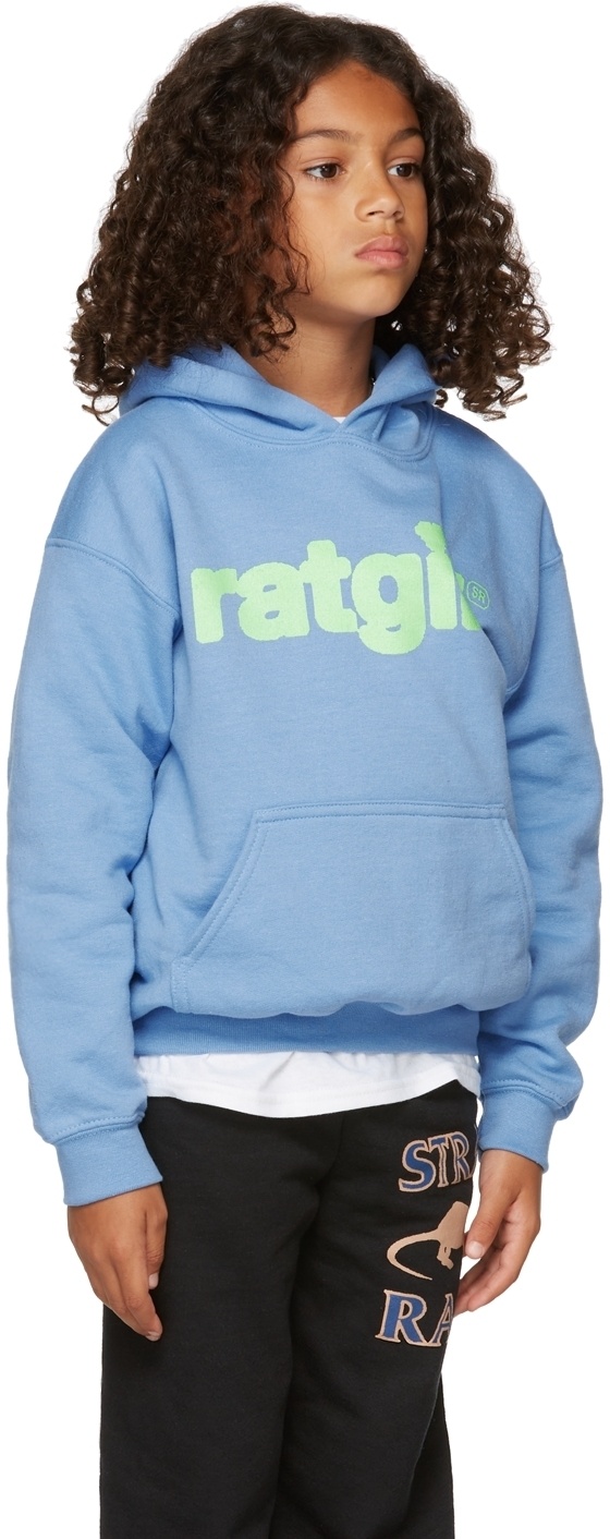 Stray Rats SSENSE Exclusive Kids Blue Fleece 'RatGirl' Hoodie