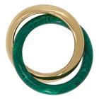 Bottega Veneta Green and Gold Double Ring