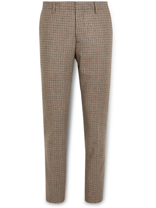 Photo: Tod's - Slim-Fit Houndstooth Wool-Blend Trousers - Brown