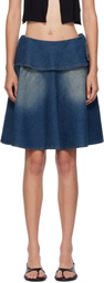 Gimaguas Blue Ruffle Denim Miniskirt