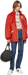 Gucci Red Canvas Cat Patch Jacket
