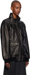 AURALEE Black Heavy Lamb Leather Zip Jacket