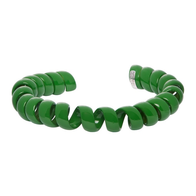 Photo: Bottega Veneta Green Coiled Cuff Bracelet