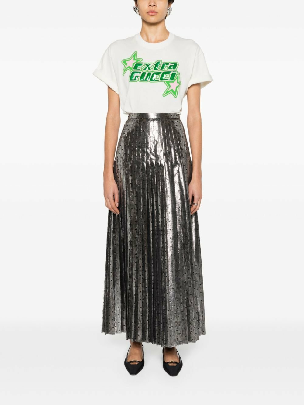 Tシャツ・カットソー GUCCI SS23 Sequin shirt (723712ZALIZ 5384) Gucci sequin-logo T-shirt | White | FARFETCH